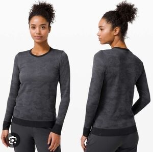 lululemon athletica Swiftly Breathe Vented Black/Grey Camouflage Long Sleeve Top
